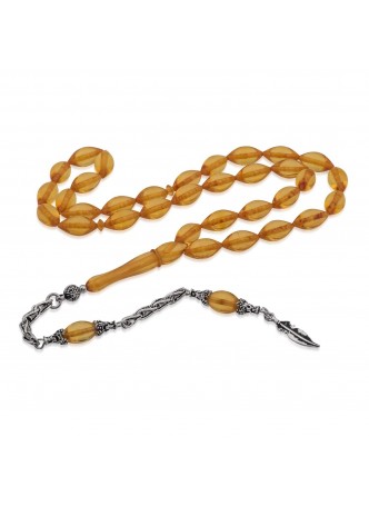 Gümüş Püskül Ateş Kehribar Tesbih