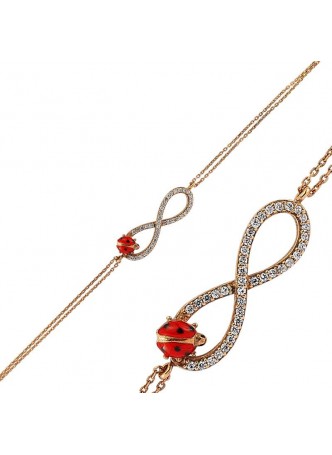 Gümüş Rose Uğur Böceği Bileklik