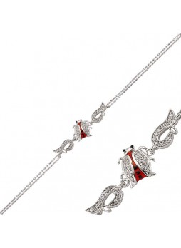 Zirkon Taşlı Gümüş Uğur Böceği Bileklik