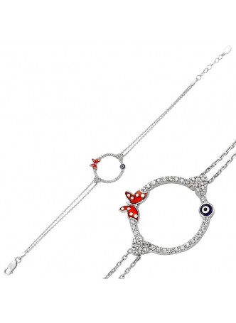 Zirkon Taşlı Nazarlı Kelebek Bileklik