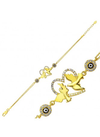 Nazar Boncuklu Kalpli Güvercin Bileklik