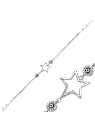 Zirkon Taşlı Nazarlı Yıldız Bileklik