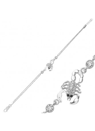 Gümüş Zirkon Taşlı Akrep Bileklik