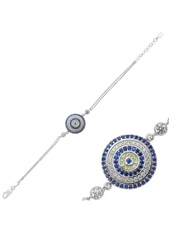 Zirkon Taşlı Nazar Boncuğu Bileklik