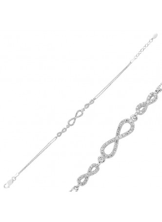 Zirkon Taşlı Üçlü Sonsuzluk Bileklik