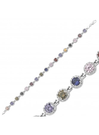 Gümüş Renkli Zirkon Taşlı Su Yolu Bileklik