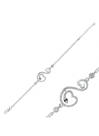 Gümüş Yılan Kalp Bileklik