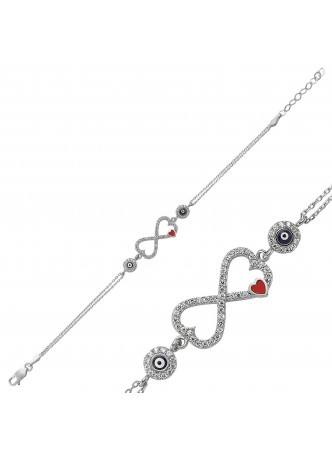 Gümüş Kalp Sonsuzluk Bileklik