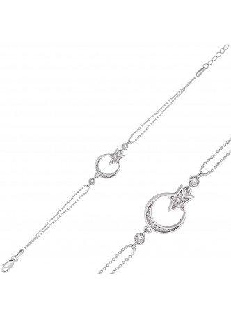 Gümüş Ay Yıldız Bileklik