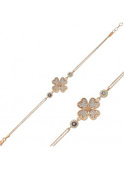 Gümüş Rose Dört Yapraklı Yonca Bileklik