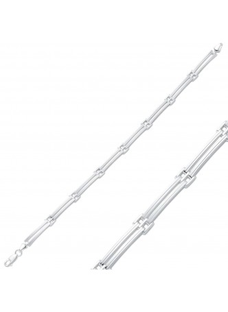 Gümüş İki Sıra Sade Erkek Bileklik