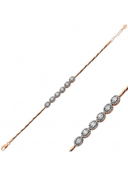 Gümüş Pırlantalı Oval Bileklik
