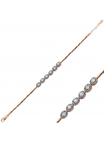 Gümüş Pırlantalı Oval Bileklik