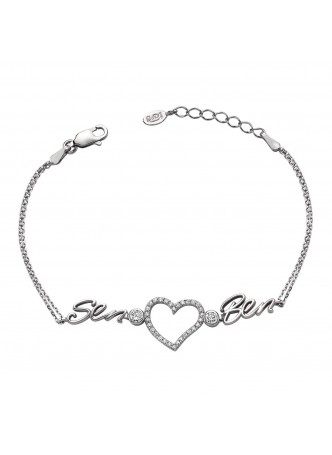 Gümüş Kalpli Sen Ben Bileklik