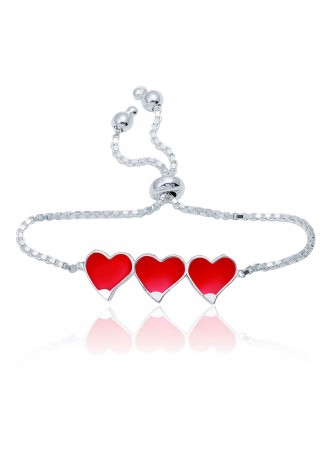 Gümüş Üç Kalp Mineli Çocuk Bileklik