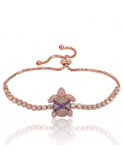 Gümüş Pembe Zirkon Taşlı Kaplumbağa Bileklik