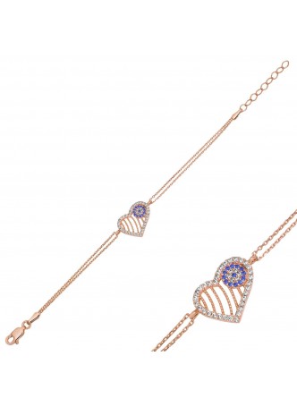 Gümüş Nazarlı Kalp Bileklik