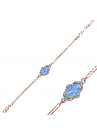 Gümüş Mavi Opal Hamse Bileklik