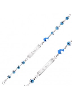 Gümüş Yunus Balığı Figürlü Çocuk Künyesi