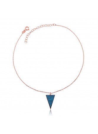 Gümüş Firuze Taşlı Üçgen Halhal