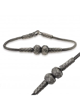 Gümüş Kazaz Örgü Top Bileklik