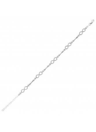 Zirkon Taşlı Gümüş Sonsuzluk Bileklik