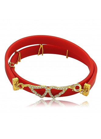 Kırmızı Kauçuk Gümüş Melek Kanadı Bileklik