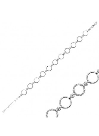 Gümüş Zirkon Taşlı Halka Bileklik