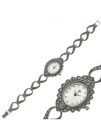 Markazit Taşlı Gümüş Bayan Saat