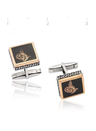 Gumush 925 Osmanlı Tuğralı Kare Kol Düğmesi