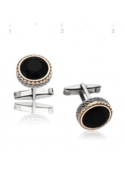 Gümüş Siyah Kol Düğmesi