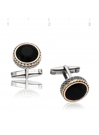 Gümüş Siyah Kol Düğmesi