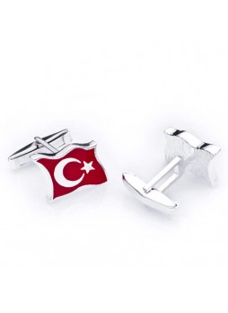 Gümüş Polyesterli Ay Yıldız Kol Düğmesi