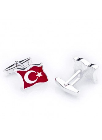 Gümüş Polyesterli Ay Yıldız Kol Düğmesi