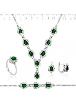 Gümüş Zirkon Taşlı Full Set