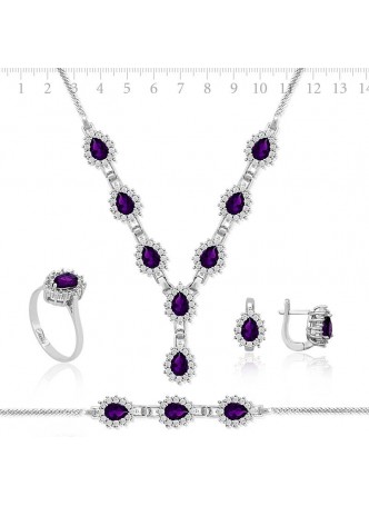 Zirkon Taşlı Gümüş Full Set