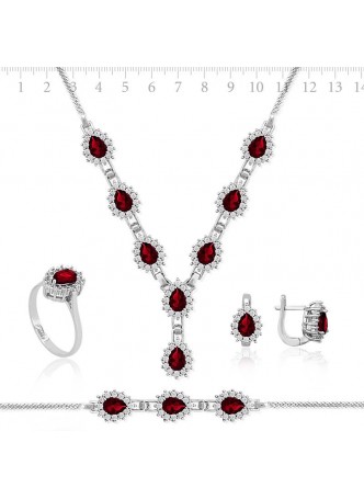 Zirkon Taşlı Gümüş Full Set