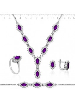 Zirkon Taşlı Mekik Gümüş Full Set