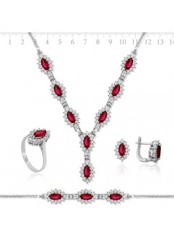 Zirkon Taşlı Full Gümüş Set