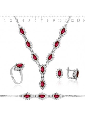 Zirkon Taşlı Full Gümüş Set