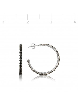 Gümüş Tamtur Siyah Taşlı Küpe