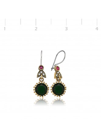 Gümüş Zümrüt Otantik Küpe