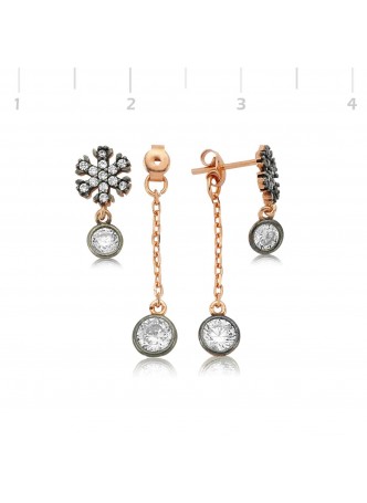 Gümüş Çift Taraflı Kar Tanesi Küpe