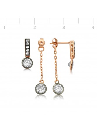 Gümüş Çift Taraflı Tek Taş Küpe