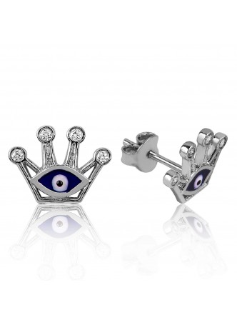 Gümüş Nazarlı Taç Küpe