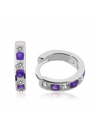 Gümüş Mor Halka Çocuk Küpesi