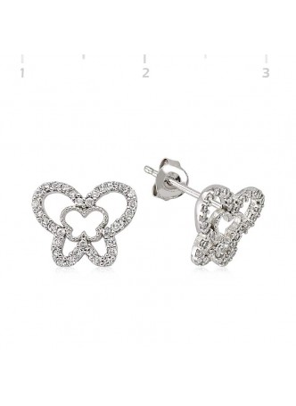 Zirkon Taşlı Gümüş Kelebek Küpe