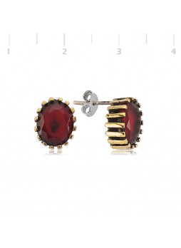 Bordo Taşlı Otantik Küpe