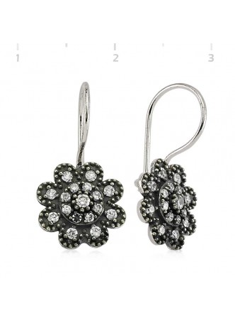 Zirkon Taşlı Sallantılı Gümüş Küpe