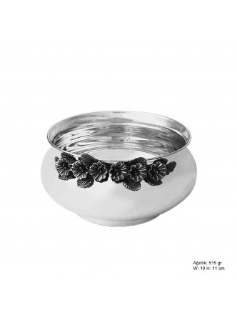 Frezya Çiçek Desenli Gümüş Şekerlik